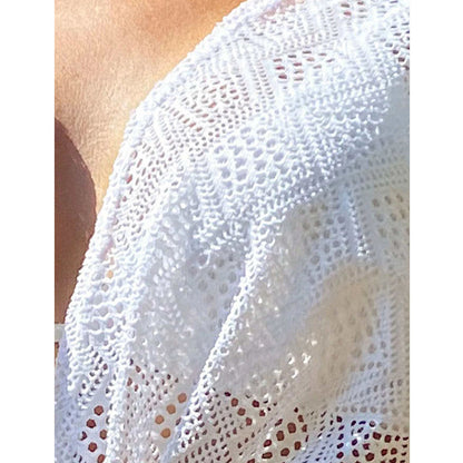 2025 summer new beach skirt women's solid color sexy lace water-soluble beach bikini swimsuit blouse sunscreen clothing
