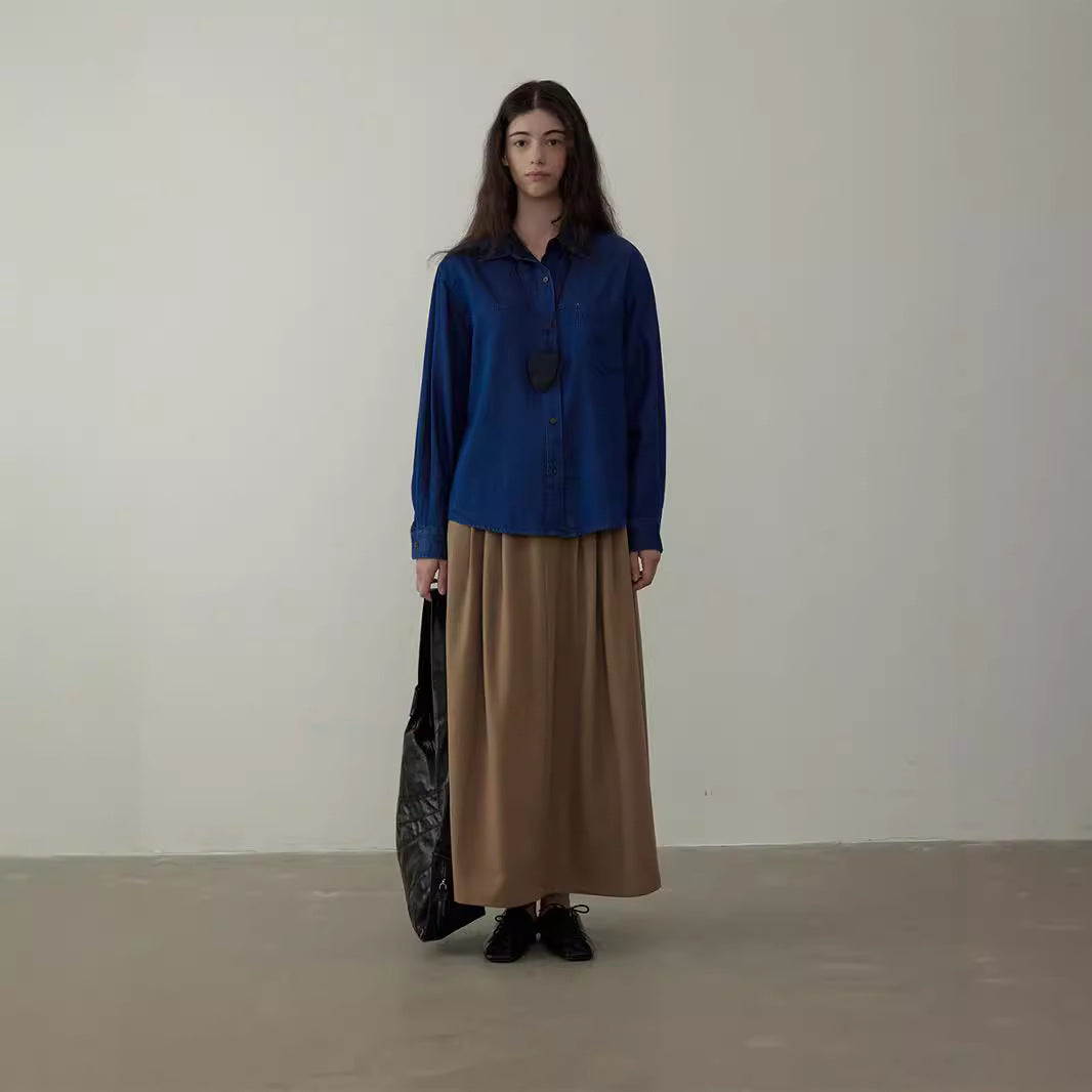 qgtao 2000s fashion Autumn New Simple Retro Style Distressed Loose All-Match Denim Shirt 2090