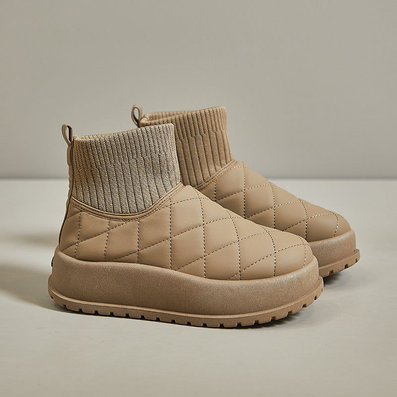 Fleece high-top snow boots women's popular winter new student ins tide Korean version warm casual cotton shoes MX7801