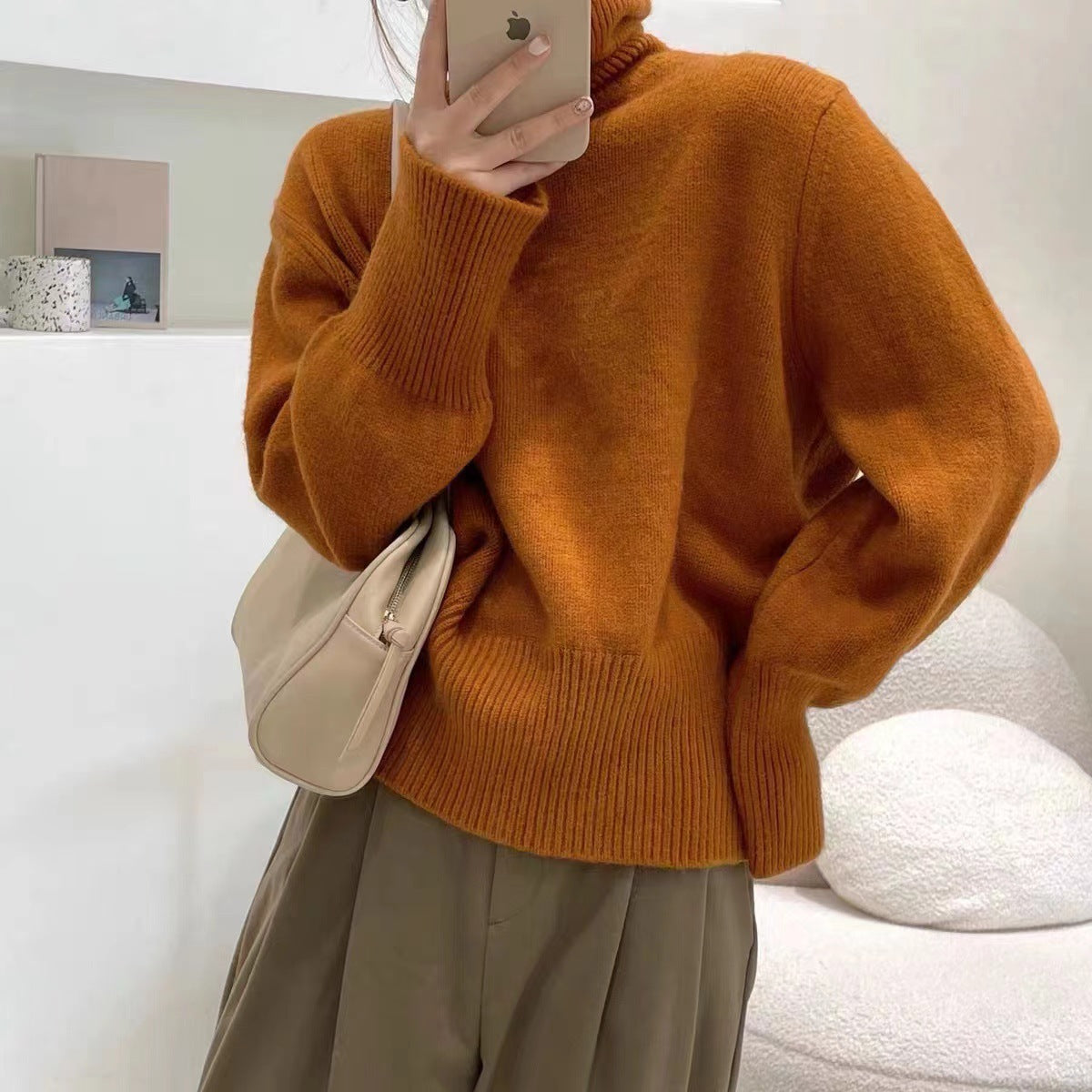 qgtao 2000s fashion 2024 Winter New Korean Style Lazy Style Elegant Knitwear Fashionable Western Style Turtleneck Women's Pullover Sweater