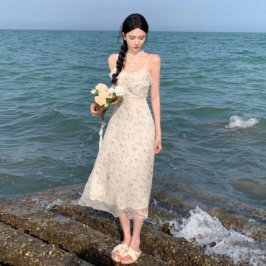 2025 Jasmine Gentle Wind Floral Suspender Dress Summer Design Sense Small Man Super Fairy Holiday Beach Long Skirt