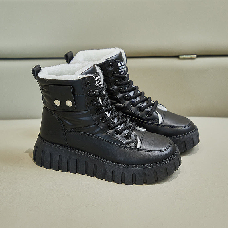 Fleece high-top snow boots for women's popular winter new student ins Korean version of thermal casual shoes cotton shoes ZY12297