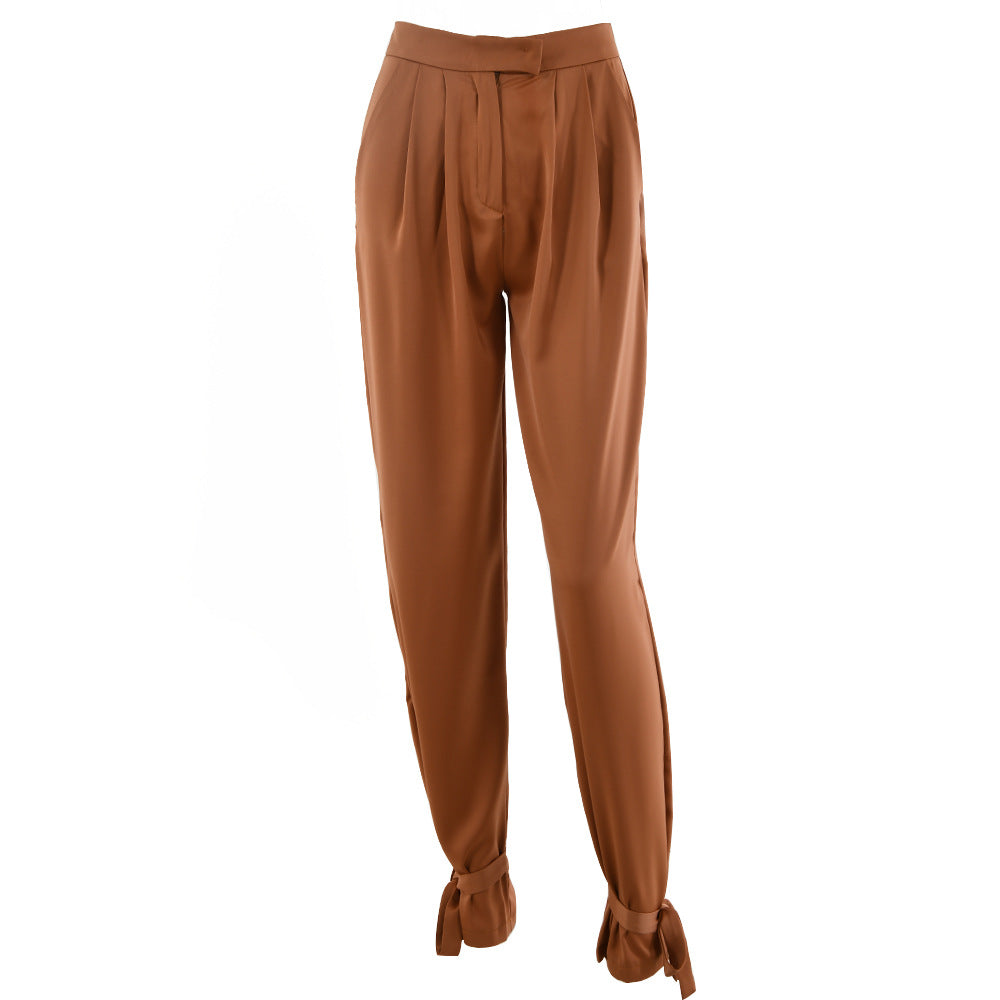 2025  New women's clothing  spring and summer new sexy Spice Girls solid color trousers high waist straps small feet trousers