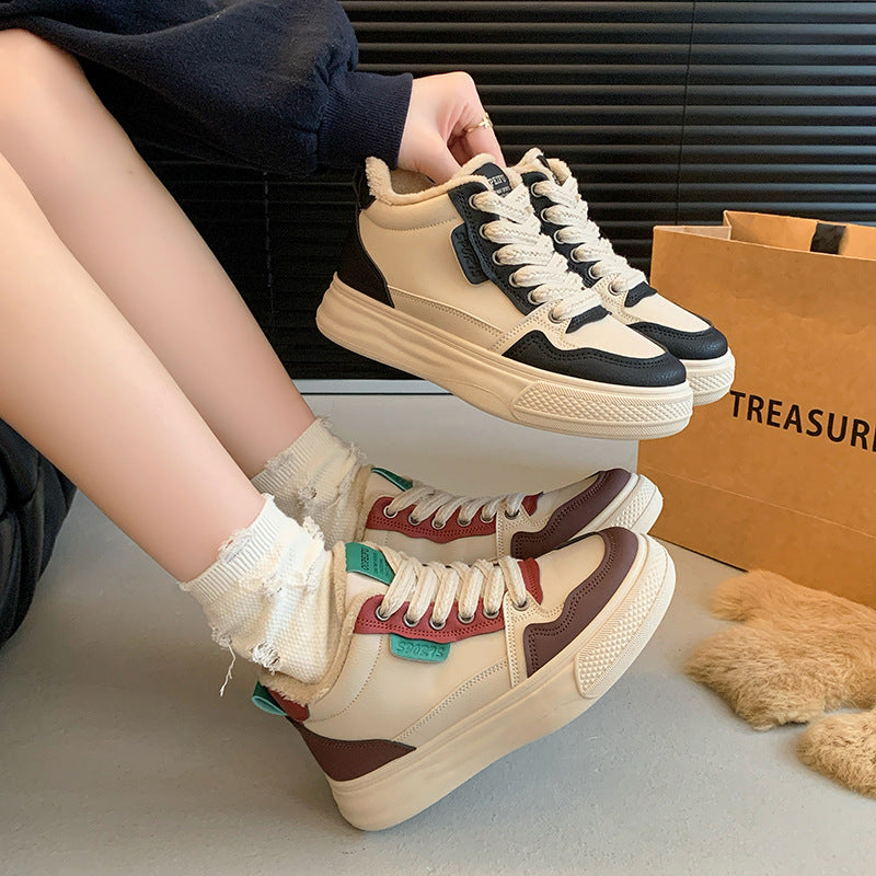 popular winter velvet little white shoes new Korean version ins female students thick baseplate shoes casual and warm XF1251-1