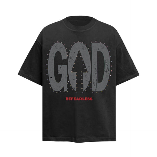 2025 6095 2025n street 2025 summer retro letter bead print design high-end men's loose short-sleeved T-shirt