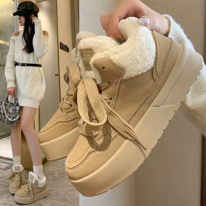 popular winter velvet little white shoes new Korean version ins female students thick-soled heightening sports board shoes casual G6661