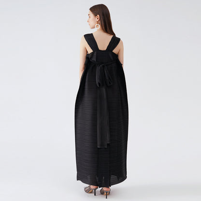 2025 summer new skirt loose casual Miyake pleated niche dress large size medium and long pleated skirt summer