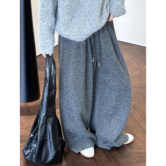2025 popular autumn and winter new pants Korean lazy style design comfortable casual wide-leg pants 4695