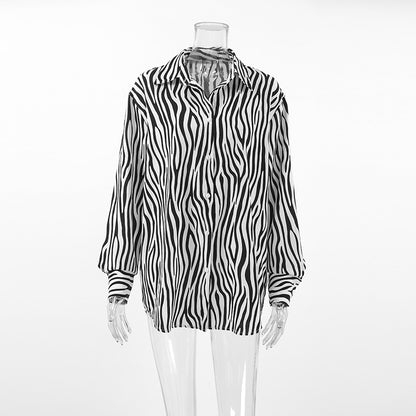 2025 Spring and summer lazy wind  printing fashion new New niche casual women's shirt loose casual top women