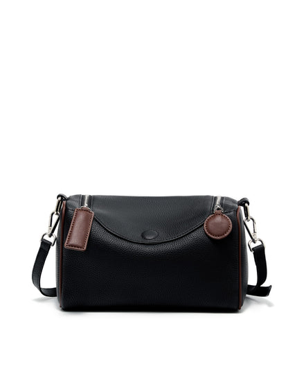 2025 Versatile and simple first-layer cowhide women's bag, genuine leather Boston bag, shoulder messenger bag, textured pillow bag.