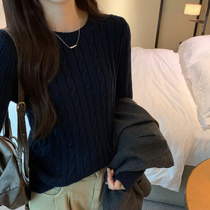 qgtao outfit ideas for school Twist Texture Shoulder Knitted Bottoming Shirt for Women Autumn and Winter 2024 New Korean College Style Inner Wear