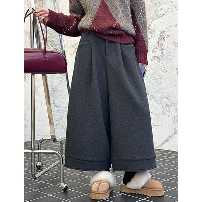 2025 popular autumn and winter new pants Korean version loose and thin thickened casual versatile wide-leg pants 381-1