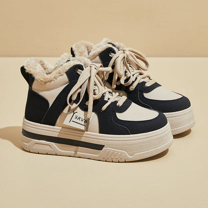 popular winter velvet little white shoes new Korean version ins female students platform sports board shoes warm and casual M019