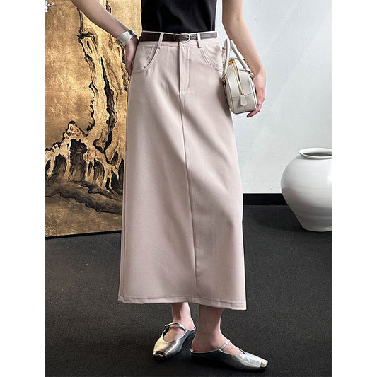2025 popular autumn denim skirt new Korean loose high waist thin solid color A-shaped skirt 63039