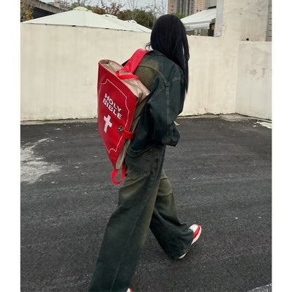 qgtao y2k Spring and Autumn New Jeans Women's American Retro Loose Wide-Leg Pants Denim Casual Fashion Trousers