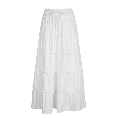 qgtao concert outfit INS Fashion Trendy Cotton Split Pure White Dress 2024 New Simple Casual All-Match Skirt for Women