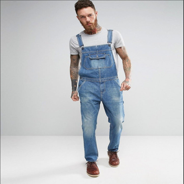 2025 2025 new denim overalls slim-fitting and thin men's trousers New exclusive for popular men's overalls in Popular