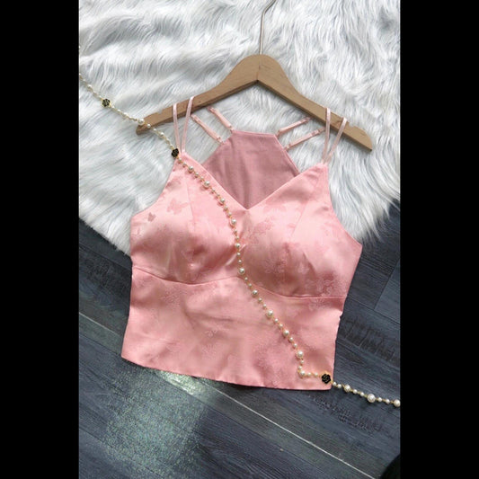 qgtao outfit inspo 2024 Summer New Silk Jacquard Bra One-Piece Beauty Back Top This Year Popular National Style Vest Small Sling Women