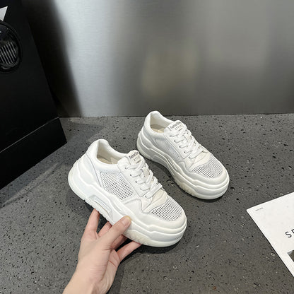 2025 Thick-soled air cushion mesh panda shoes Popularan station popular spring and summer trendy fashion casual leather color matching sports shoes