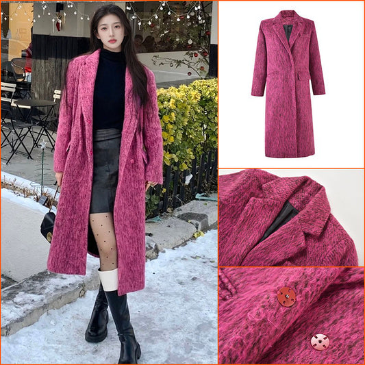 autumn and winter new  fashion high sense of high elegance temperament woolen coat medium and long coat KZ532