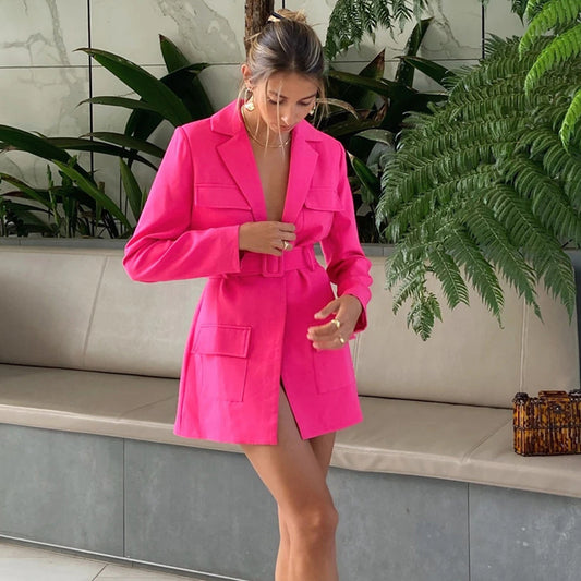 2025  spring and summer Popular trade new medium and long suit cardigan with lapel collar long sleeve large size women's clothing  style hot sale