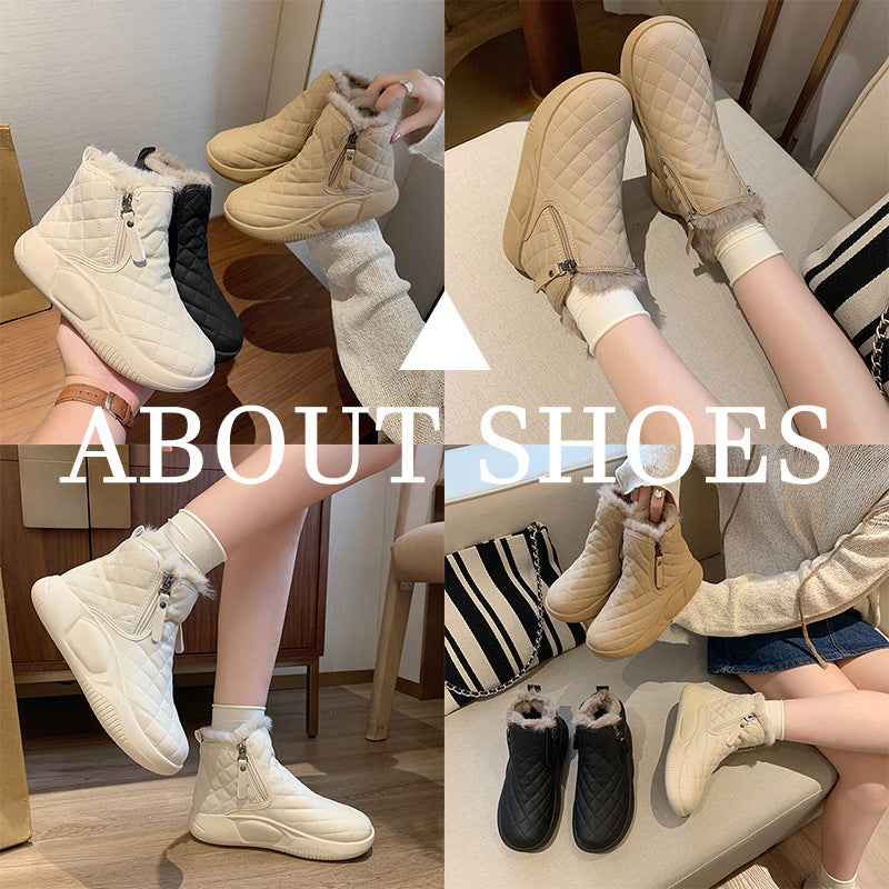 Fleece high-top snow boots women's popular winter new student ins Korean version of thermal casual shoes cotton shoes XQ5859