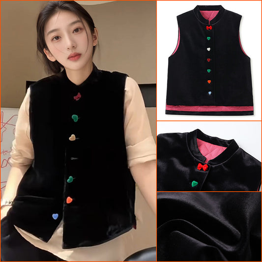 Autumn and winter new Chinese high-end design vest  new national style versatile contrasting color love vest women MY094