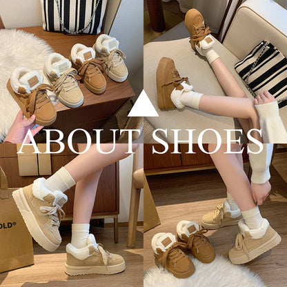 popular winter velvet little white shoes new Korean version ins female students thick-soled heightening sports board shoes casual G6661