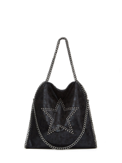 2025 retro five-pointed star willow chain women's bags, fashionable women's large-capacity single shoulder diagonal span portable New women's bags
