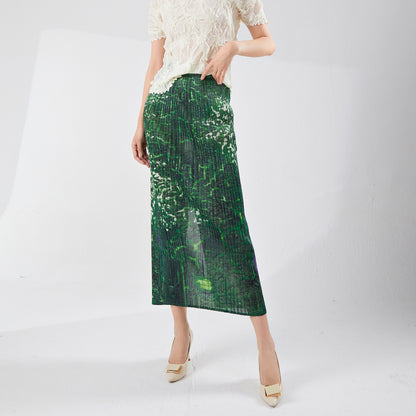 skirt summer high sense summer new small man after printing split temperament versatile one-step hip wrap skirt