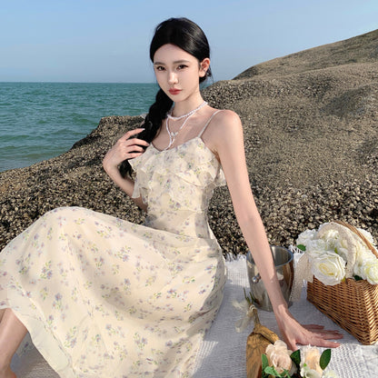 2025 Jasmine Gentle Wind Floral Suspender Dress Summer Design Sense Small Man Super Fairy Holiday Beach Long Skirt