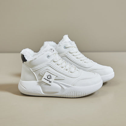 velvet high-top little white shoes for women's popular winter new student board shoes ins Korean version of warm casual cotton shoes Q250