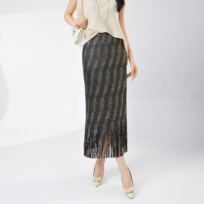 OEM customized explosive fringed skirt, high-end pleated bronzing hip skirt, live wholesale one piece, take samples and send them on behalf of others.