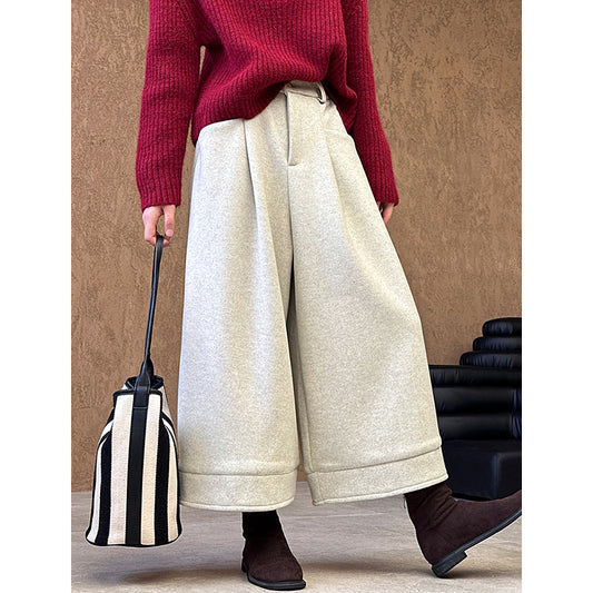 2025 popular autumn and winter new pants Korean version loose and thin thickened casual versatile wide-leg pants 381-1
