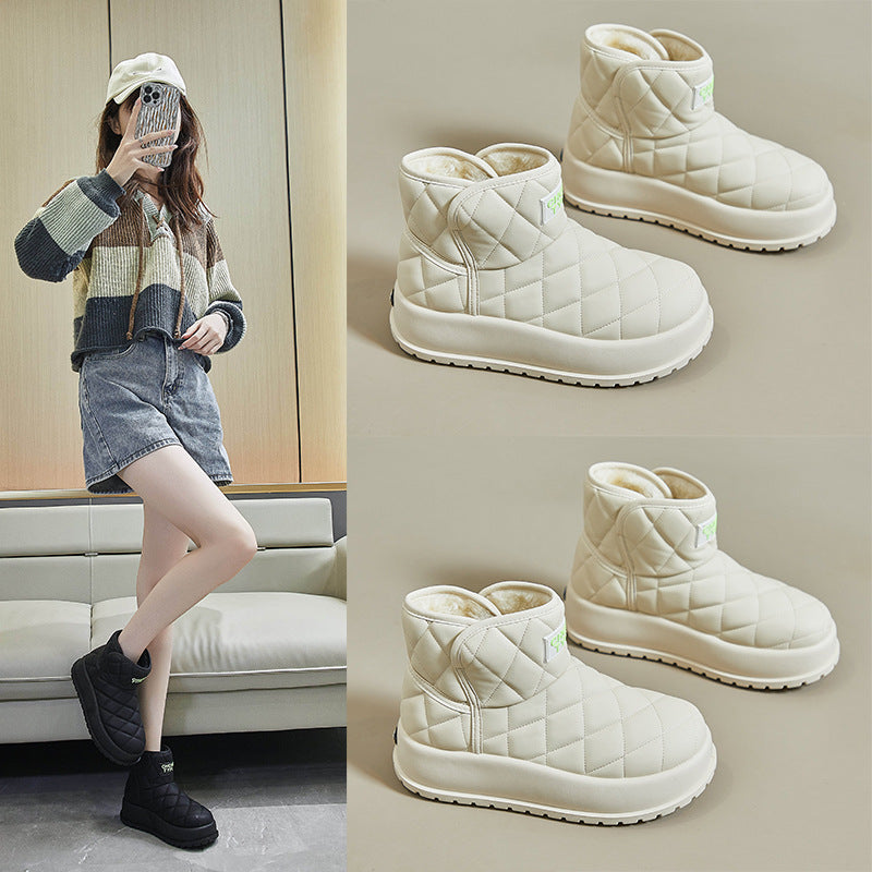 Fleece high-top snow boots women's popular winter new student ins Korean version of thermal casual shoes cotton shoes MX7807