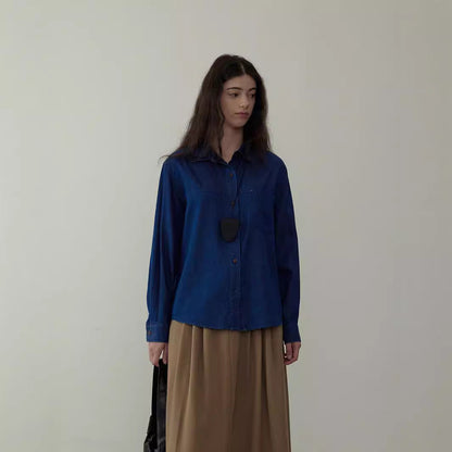 qgtao 2000s fashion Autumn New Simple Retro Style Distressed Loose All-Match Denim Shirt 2090