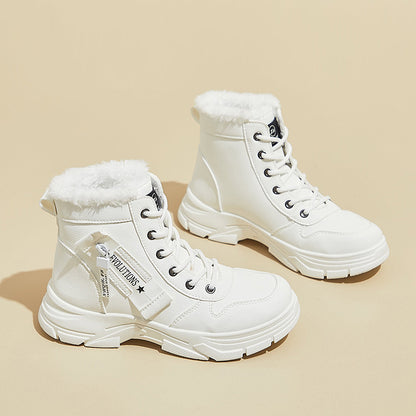 ins tide velvet Martin boots women's popular winter new casual shoes heightening student thermal locomotive boots XQ-L951