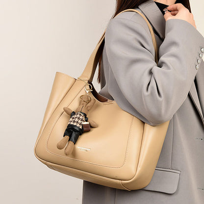 2025 Shoulder bag women's new high-end soft leather bag simple retro women's messenger bag large-capacity commuter tote bag