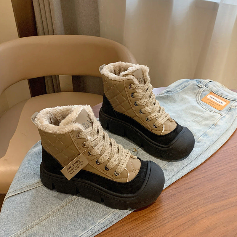 popular winter velvet little white shoes new Korean version ins female students thick-soled heightening sports board shoes casual HY618