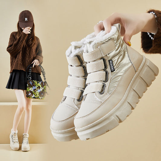 popular winter velvet little white shoes new Korean version ins female students platform heightening sports board shoes casual XT161