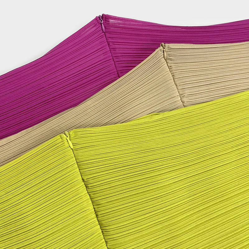 Solid color V-neck dress women's 2025 spring new Middle East loose temperament one-sleeved pleated medium and long skirt