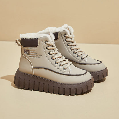 ins tide velvet Martin boots women's popular winter new casual shoes heightening student thermal locomotive boots KT2816