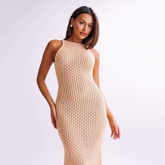 2025 Popular,  popular summer new beach skirt women solid color sexy knitted beach bikini swimsuit blouse sunscreen clothing