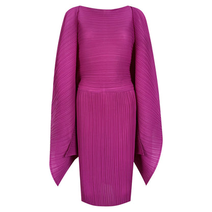 Solid color V-neck dress women's 2025 spring new Middle East loose temperament one-sleeved pleated medium and long skirt