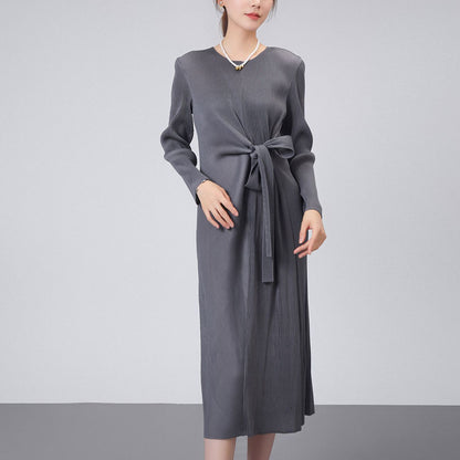 fashion skirt autumn women's high-end New Popular trade women's clothing chic high-end design pleated dress