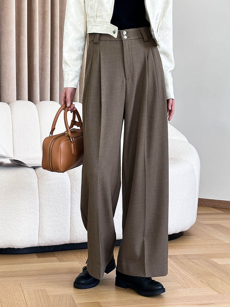 qgtao dti outfits  2024 Spring New Suit Pants Women's Korean Style High Waist Retro Loose Drape Slimming Casual Pants 24008