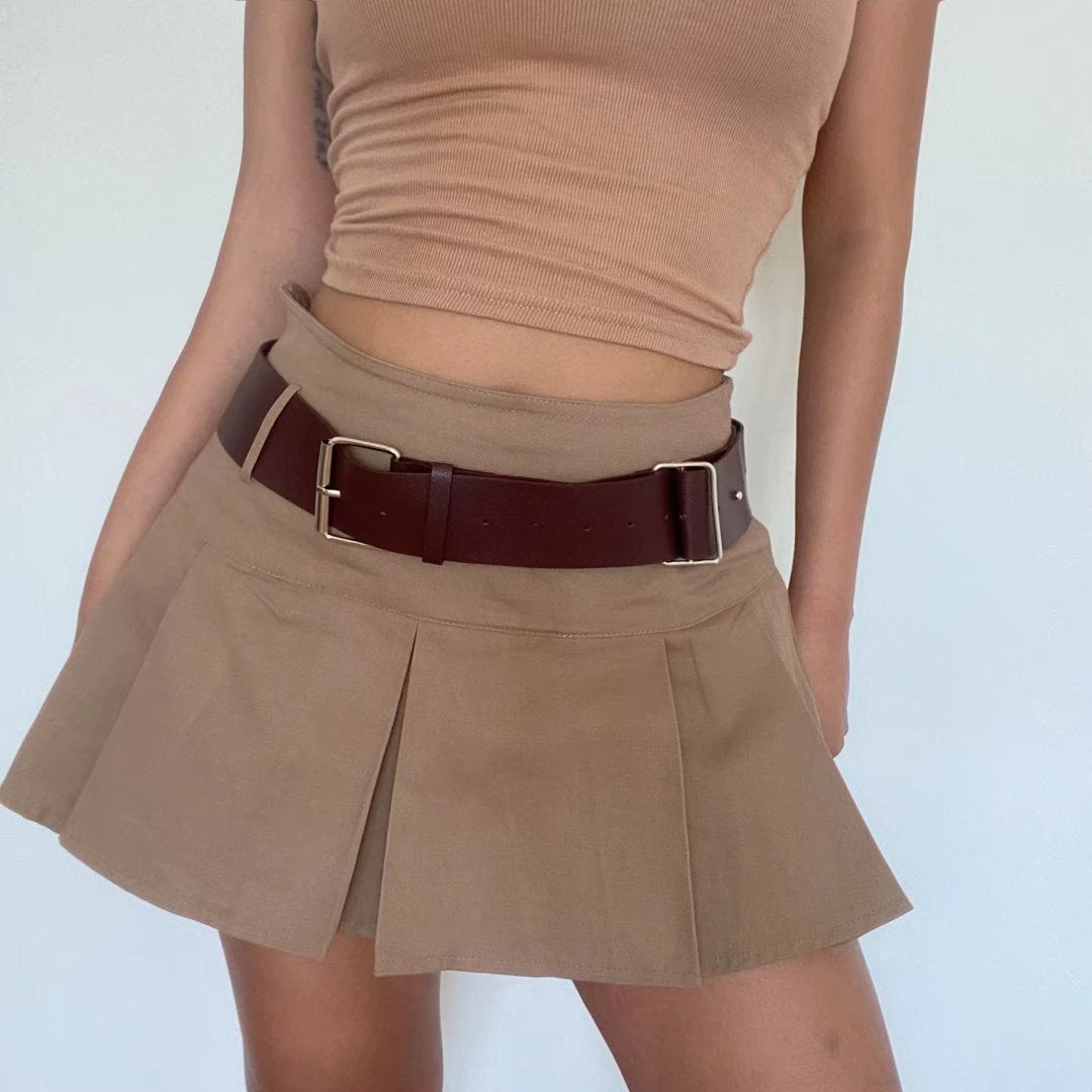 qgtao concert outfit dress to impress Summer 2024 Retro Hot Girl Skirt Slim Fit Slimming Small Pleated Skirt Anti-Exposure Skirt with Belt