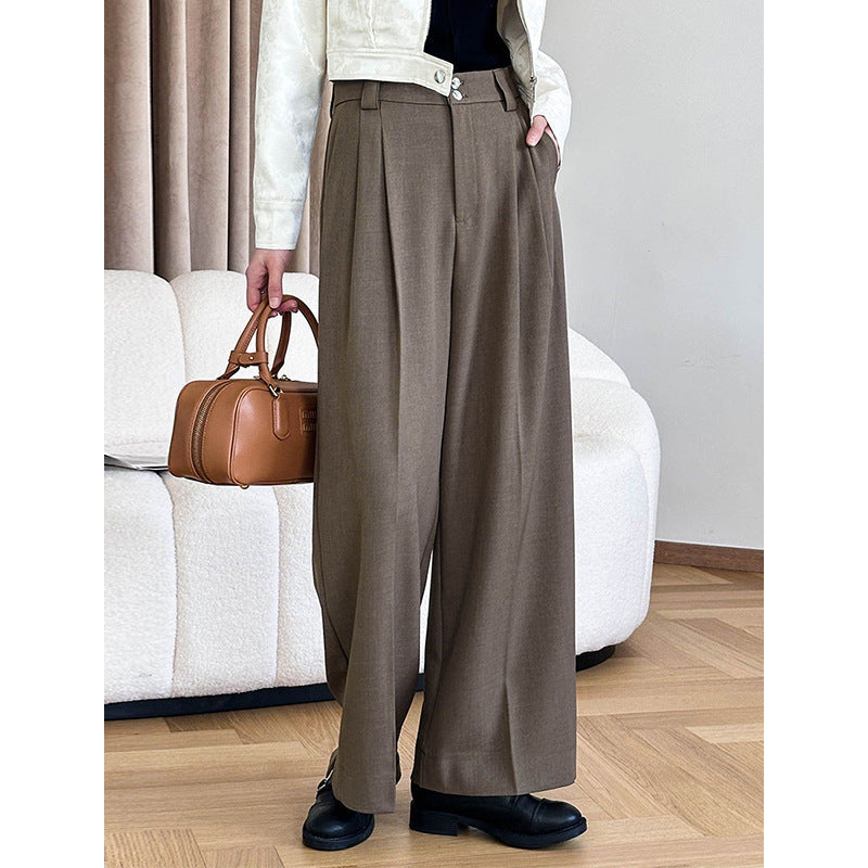 qgtao dti outfits  2024 Spring New Suit Pants Women's Korean Style High Waist Retro Loose Drape Slimming Casual Pants 24008