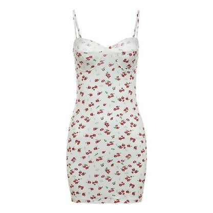qgtao alien invasion dress to impress Summer Sexy Printed Sling Slim Lace Backless Dress