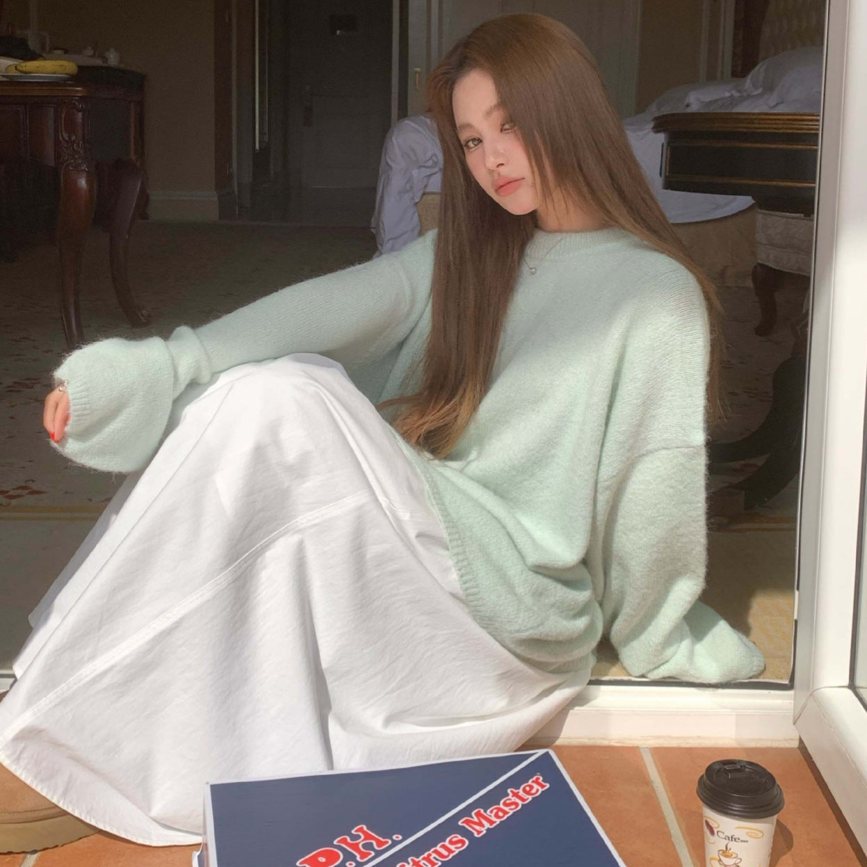 qgtao  New Autumn and Winter Loose Skin-Friendly Solid Color round Neck Knitted Lazy Outer Wear Pullover Thickened Soft Glutinous Sweater for Women